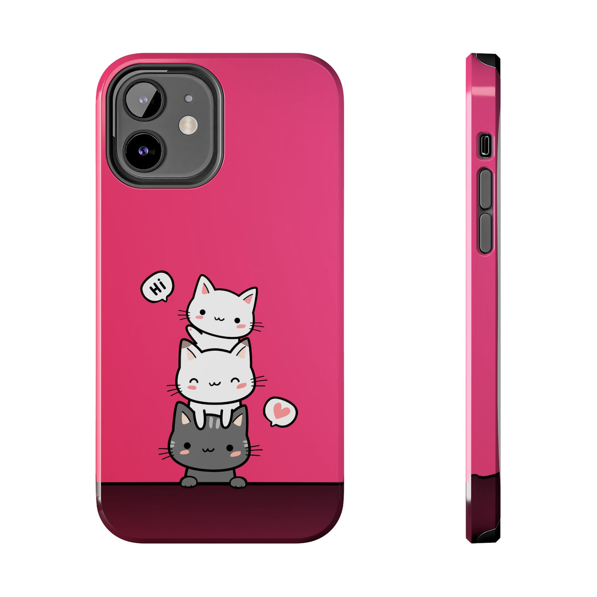 Cute Glossy iPhone Case  with cat picture. Case is compatible with all iPhone models