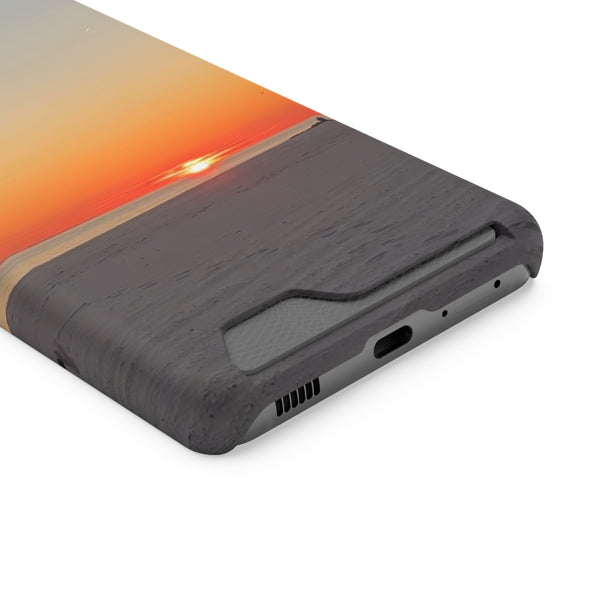 iPhone case with wallet with beautiful sunsetting on the beach