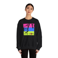 girl wearing black  long sleeve sweatshirt with butterfly and you text - my comfy clothing