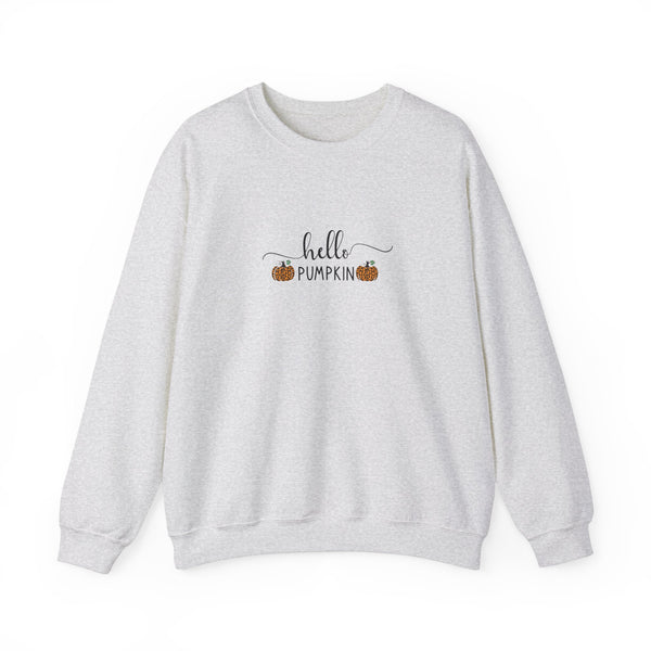 Hello pumpkin long sleeve ash grey sweatshirt for halloween - my comfy clothing