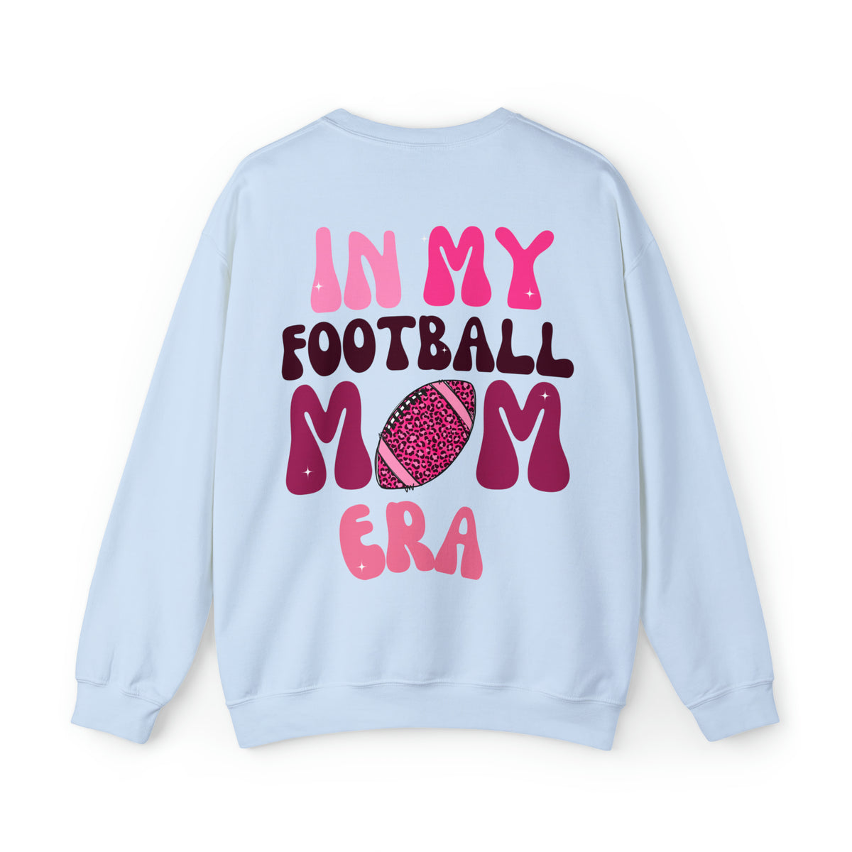 In my football mom era pink color text on blue sweatshirt - My comfy clothing