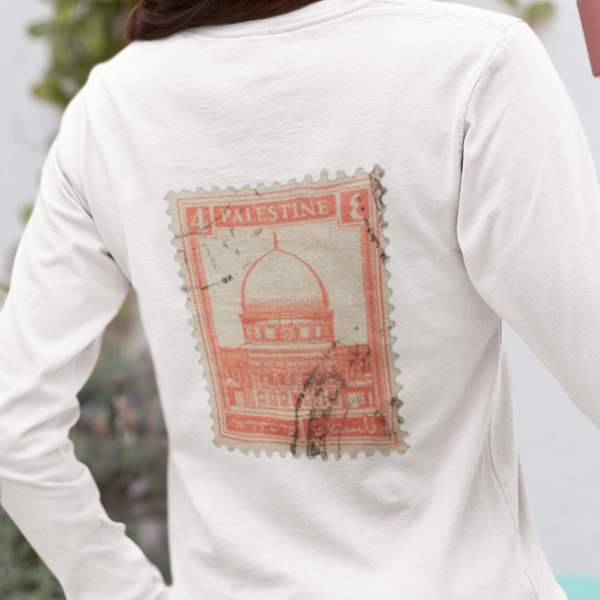 vintage palestine stamp 100% cotton long sleeve shirt - my comfy clothing