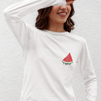 palestine watermelon white long sleeve shirt - my comfy clothing