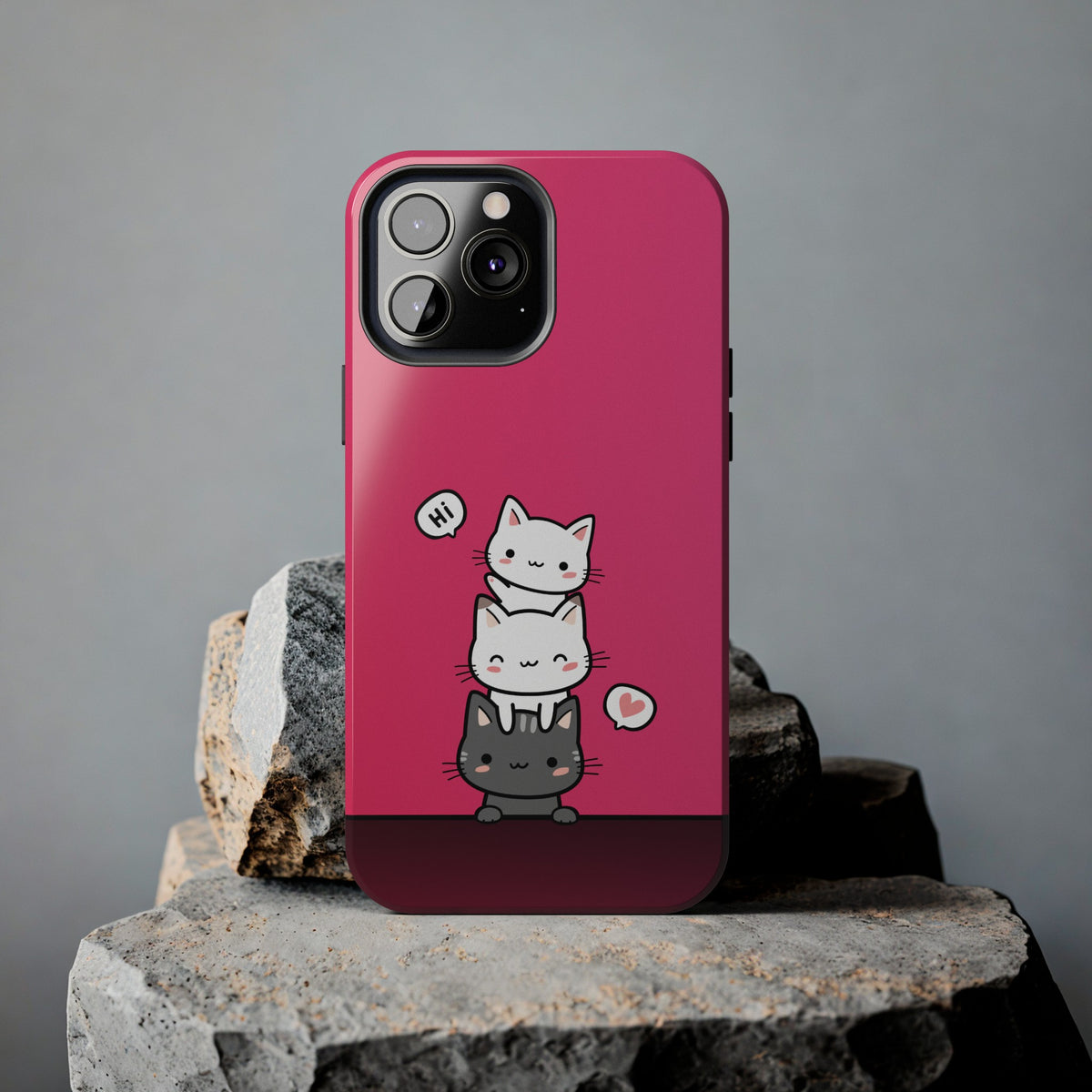 Cute Glossy iPhone Case  with cat picture. Case is compatible with all iPhone models