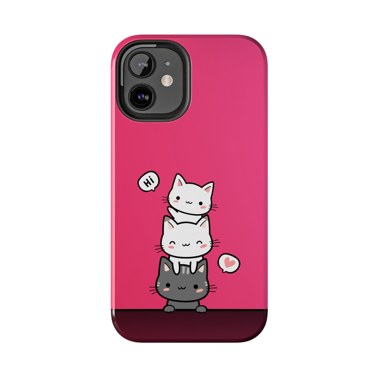 Cute Glossy iPhone Case  with cat picture. Case is compatible with all iPhone models