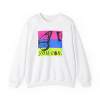 white long sleeve sweatshirt with butterfly on bright background and you can text - my comfy clothing