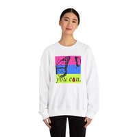 girl wearing white long sleeve sweatshirt with butterfly on bright background and you can text - my comfy clothing