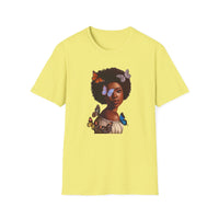 black african women with butterflies yellow tee shirt - my comfy clothing