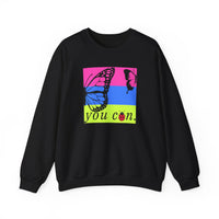 girl wearing black long sleeve sweatshirt with butterfly on bright background and you can text - my comfy clothing