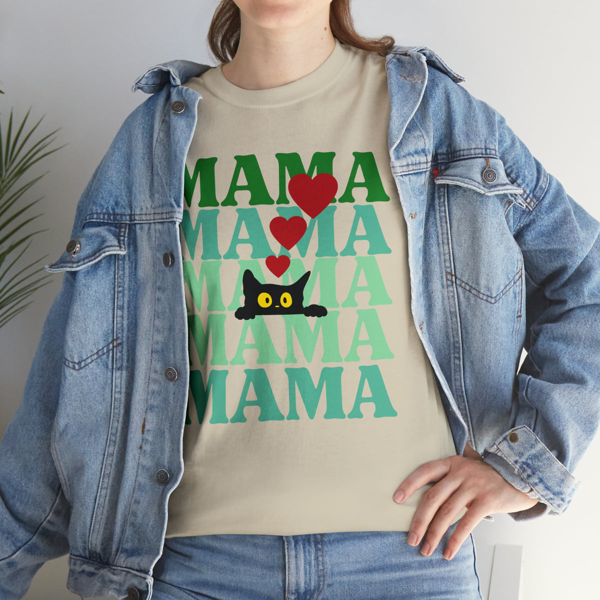 cat mama beige t-shirt for cat lovers - my comfy clothing