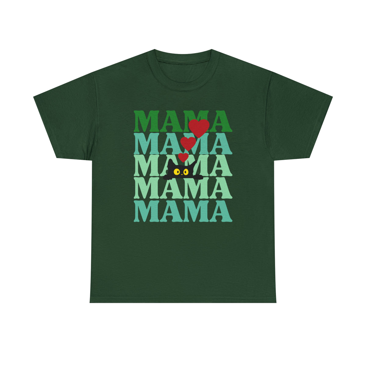 cat mama dark green forest green t-shirt for cat lovers - my comfy clothing