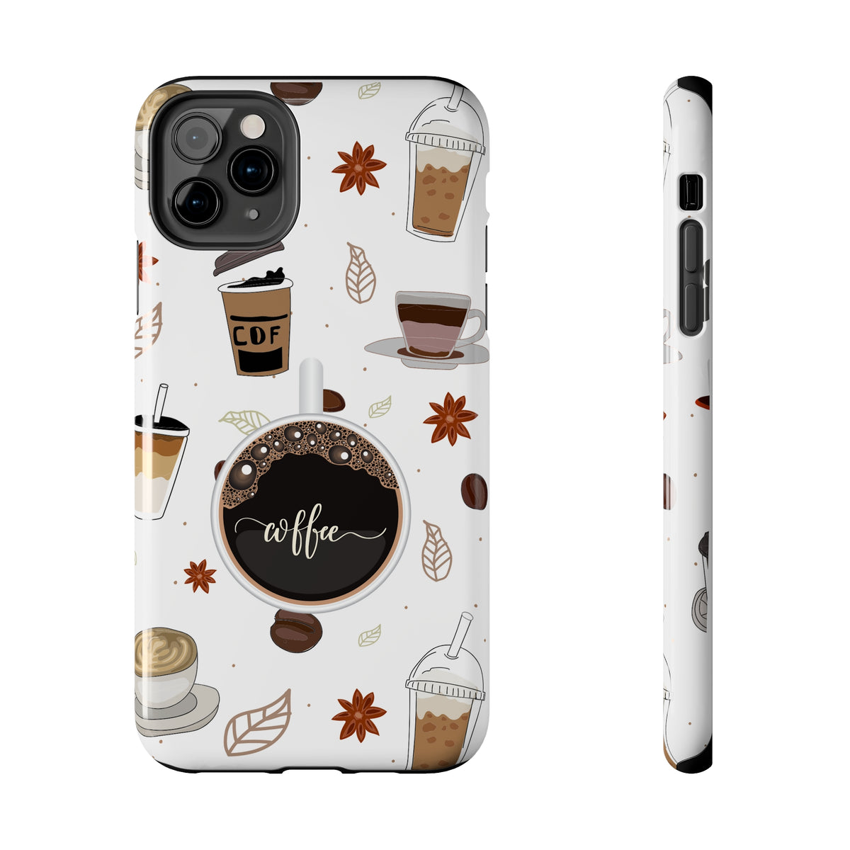 coffee lovers iphone case with coffee cups and espresso in coffee cup - my comfy clothing