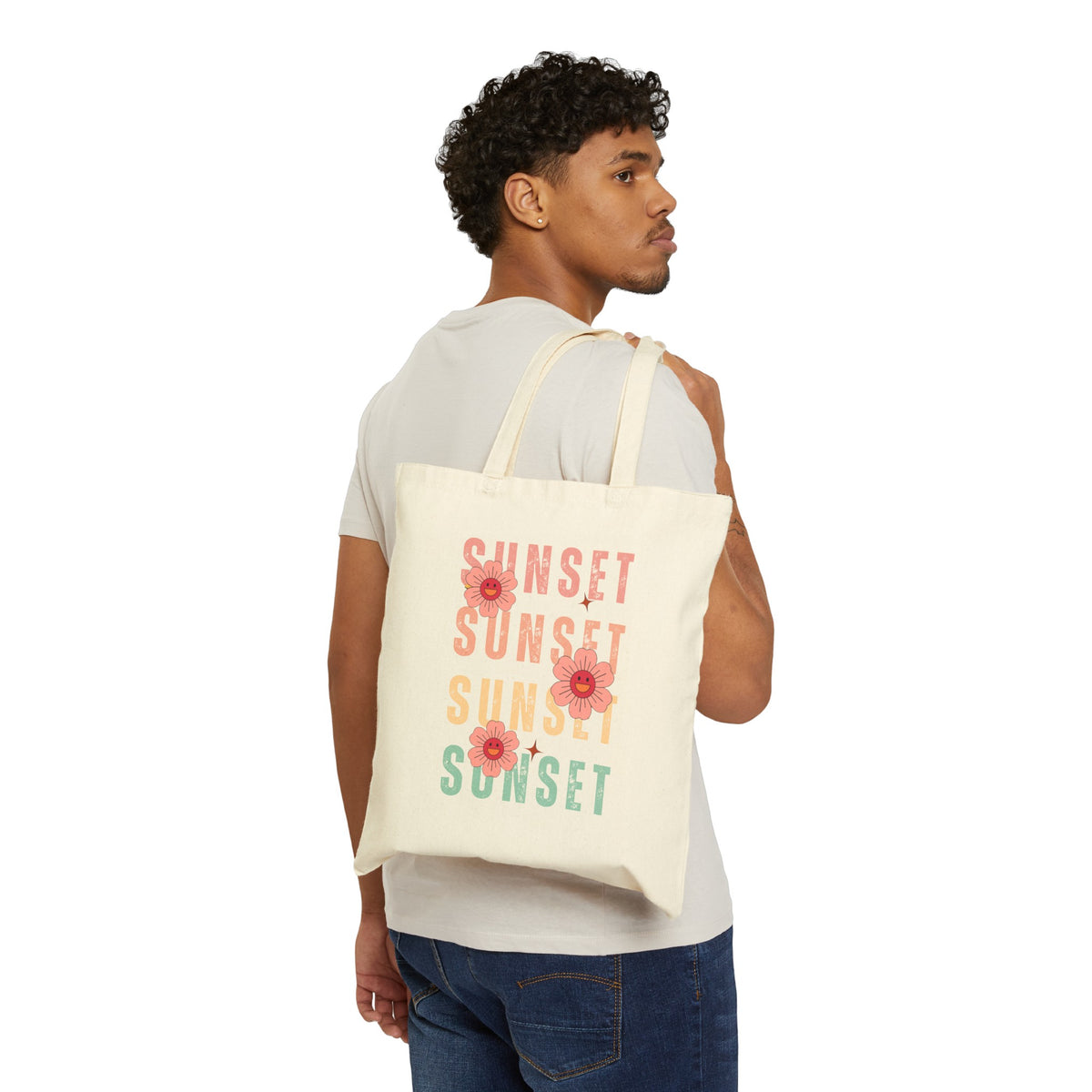 sunset and flowers cotton tote bag - My comfy clothing