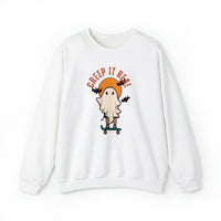 creep it real ghost on skateboard white crewneck sweat shirt - my comfy clothing