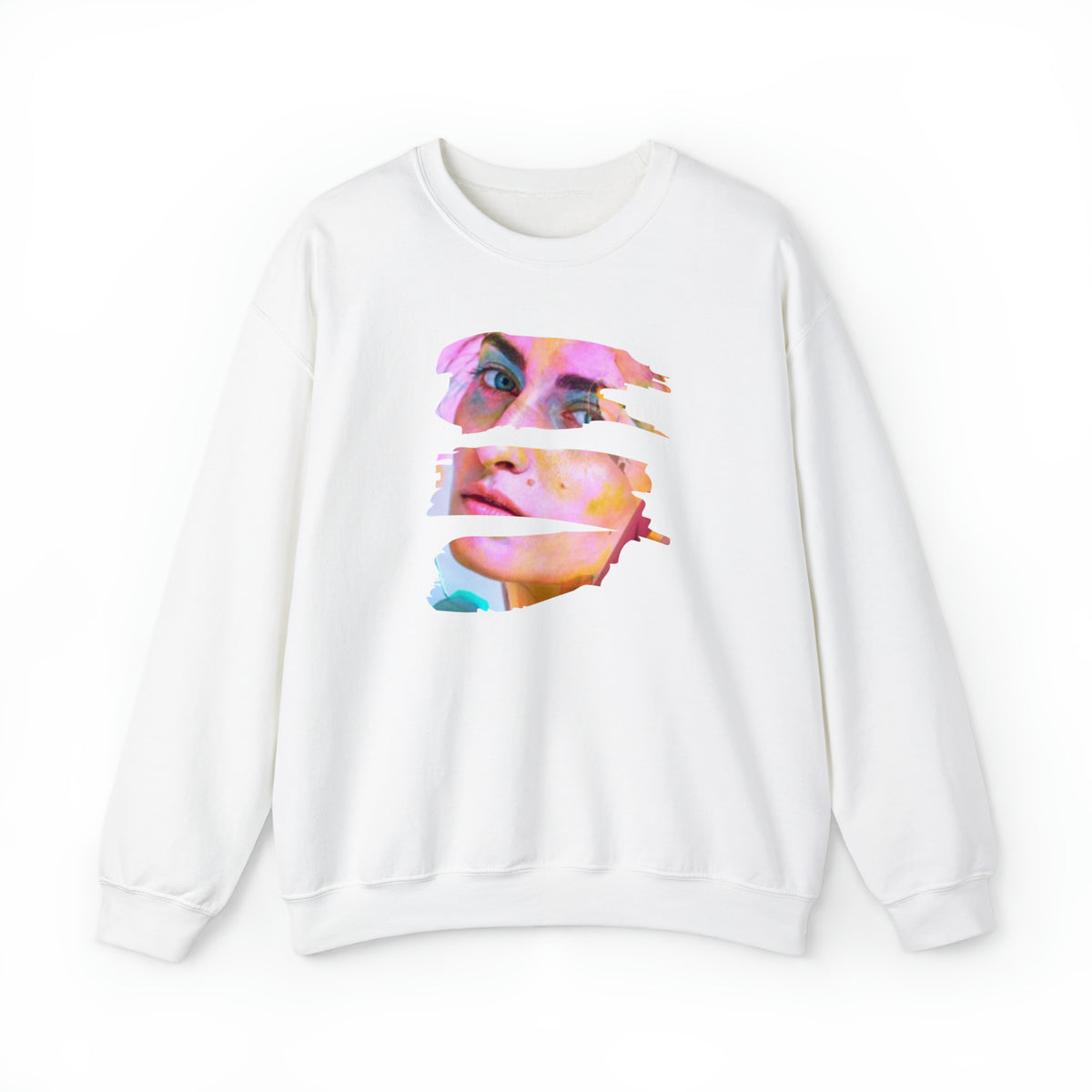 personalized face picture on white crewneck sweatshirt - my comfy clothing