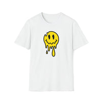 cute melting yellow emoji face on white tee shirt - my comfy clothing