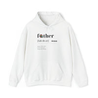 white hoodie for fathers day with wide front pockets fathers day gift father definition long sleeve white hoodie - my comfy clothing