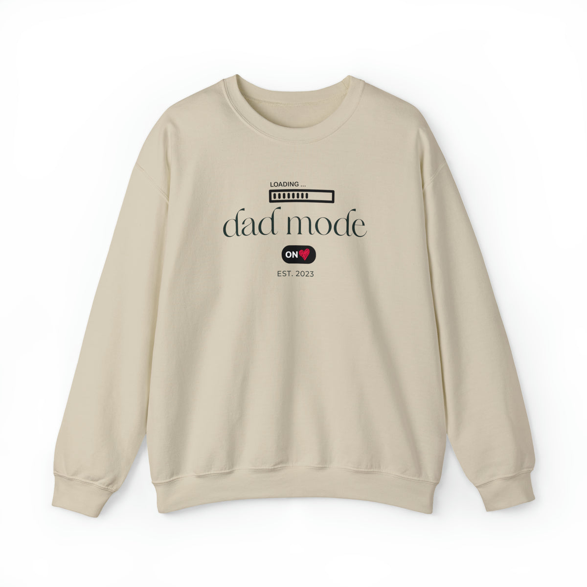 fathers day dad mode on fathers day shirt beige long sleeve crewneck for first time fathers - my comfy clothing 