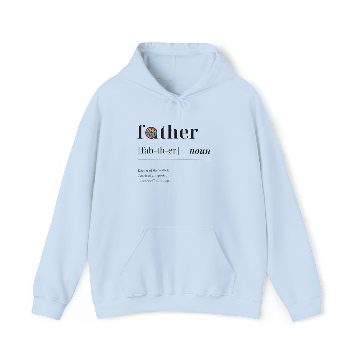 blue hoodie for fathers day with wide front pockets fathers day gift father definition long sleeve white hoodie - my comfy clothing