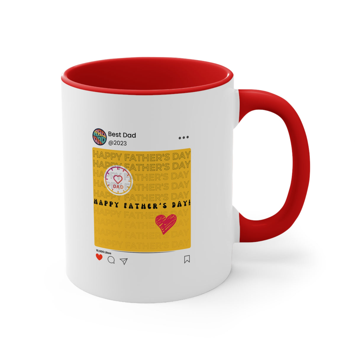 best dad fathers day gift two tone red and white coffee 11oz mug - my comfy clothing