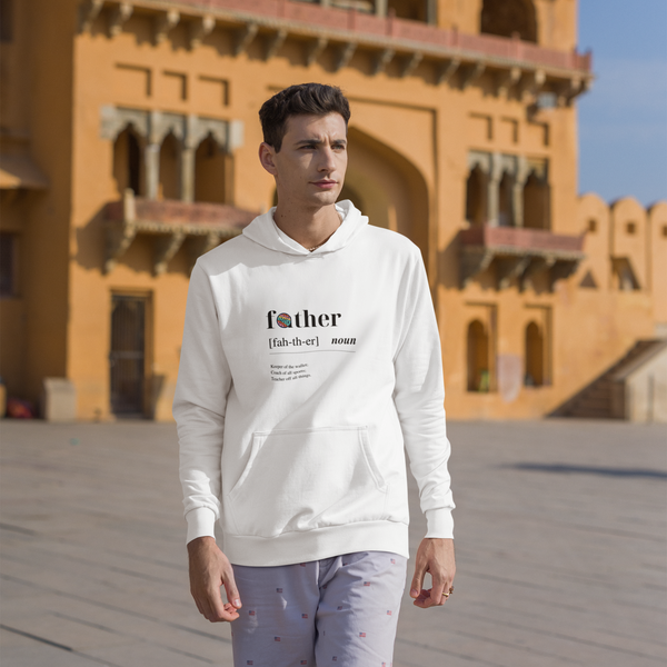 white hoodie for fathers day with wide front pockets - my comfy clothing