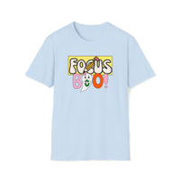 focus boo halloween cute spooky unisex soft light blue t-shirt for teachers - my comfy clothing