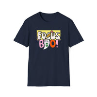 focus boo halloween cute spooky unisex soft navy blue t-shirt for teachers - my comfy clothing