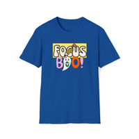 focus boo halloween cute spooky unisex soft blue t-shirt for teachers - my comfy clothing