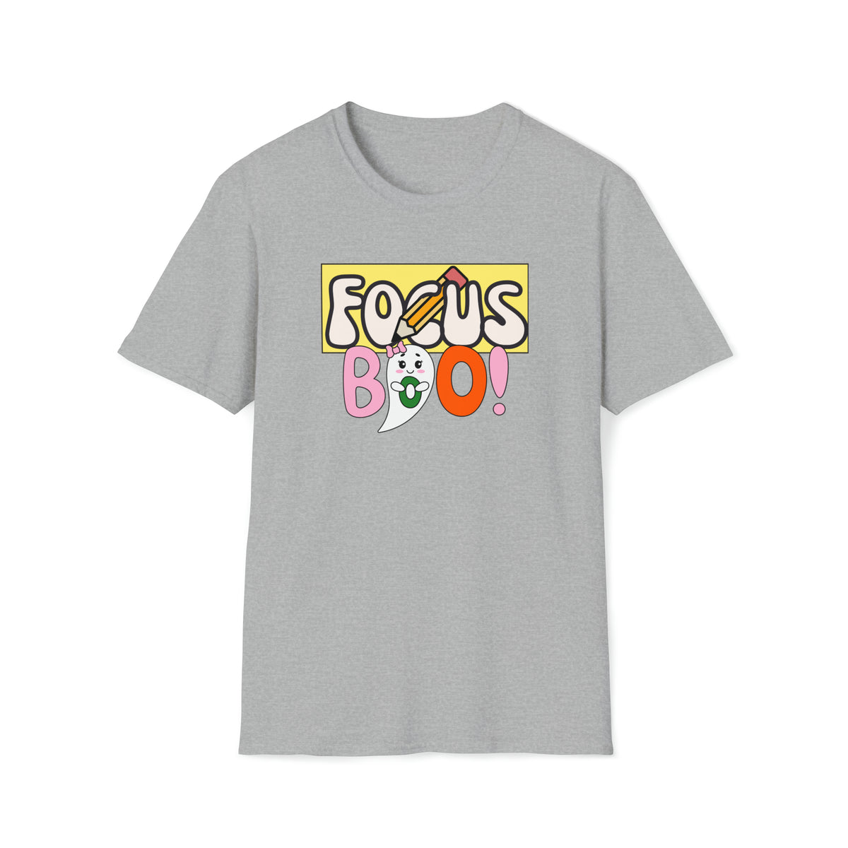 focus boo halloween cute spooky unisex soft grey t-shirt for teachers - my comfy clothing