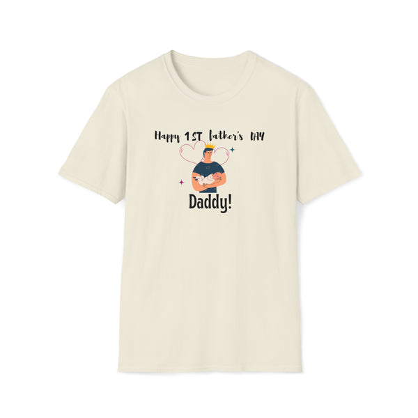 happy first time father's day beige t-shirt gift for daddy father - my comfy clothing