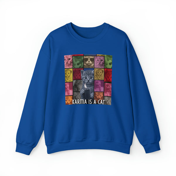 karma is a cat long sleeve royal blue shirt for cat lovers - my comfy clothing