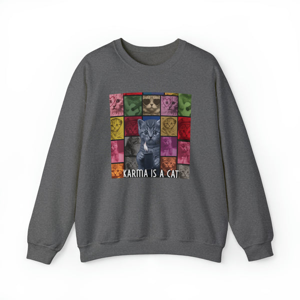 karma is a cat long sleeve grey shirt for cat lovers - my comfy clothing