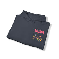 grey hoodie for happy mother's day , gift for mom on mother's day with mama text and butterflies flying over colorful flowers - my comfy clothing