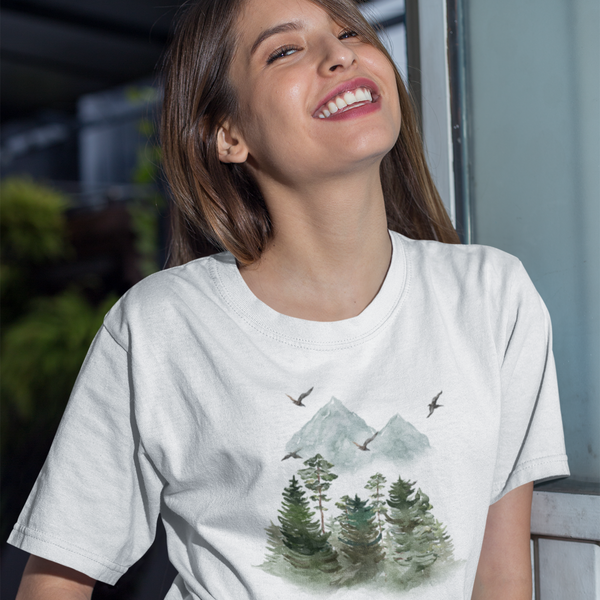 outdoor mountain nature white t-shirt shirt for nature lovers - my comfy clothing 