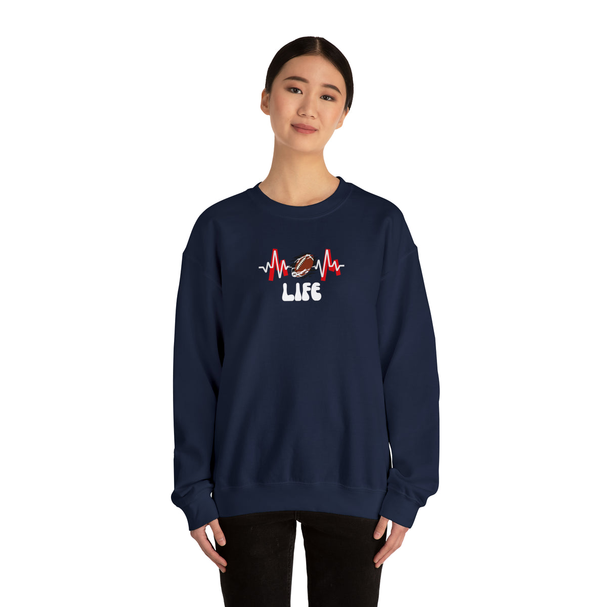 in my football mom era life navy blue crewneck sweatshirt  - my comfy clothing