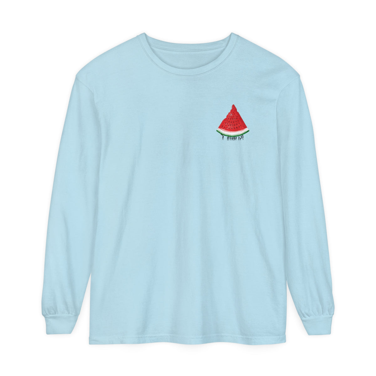 palestine watermelon blue long sleeve shirt - my comfy clothing