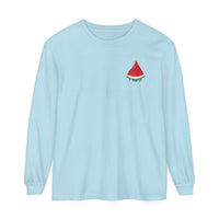 palestine watermelon blue long sleeve shirt - my comfy clothing