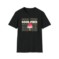 palestine watermelon slice good vibes black cotton tee shirt - my comfy clothing