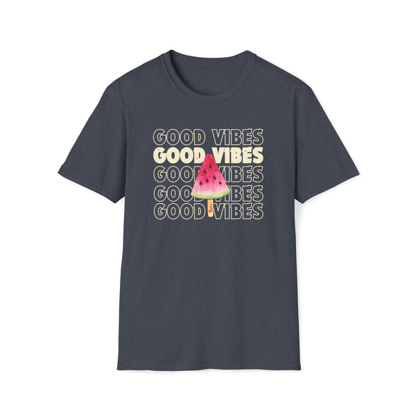 palestine watermelon slice good vibes grey cotton tee shirt - my comfy clothing