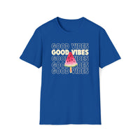 palestine watermelon slice good vibes royal blue cotton tee shirt - my comfy clothing