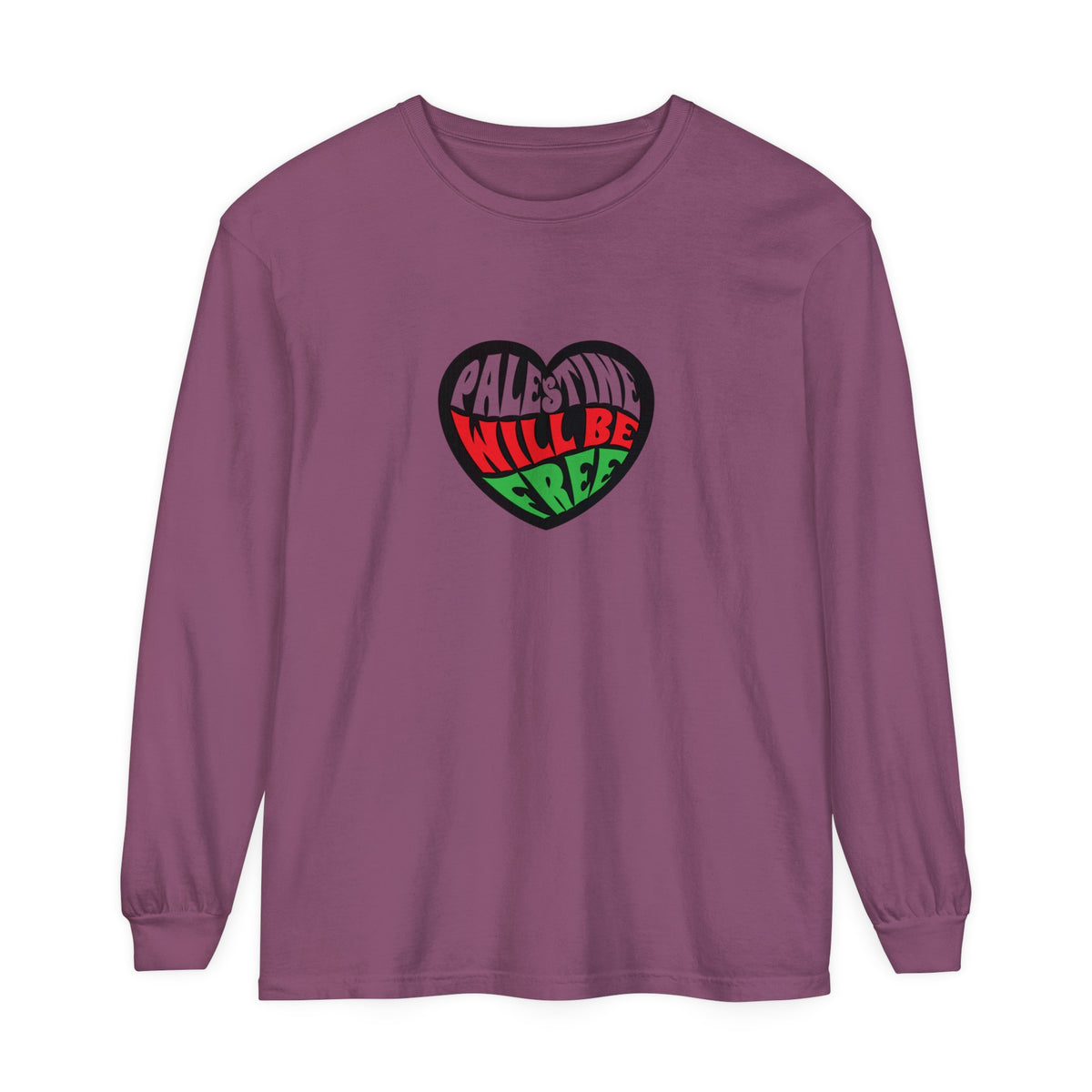 palestine will be free purple  long sleeve shirt - my comfy clothing