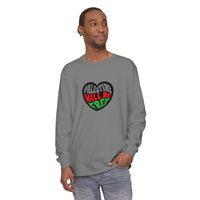 palestine will be free grey  long sleeve shirt - my comfy clothing