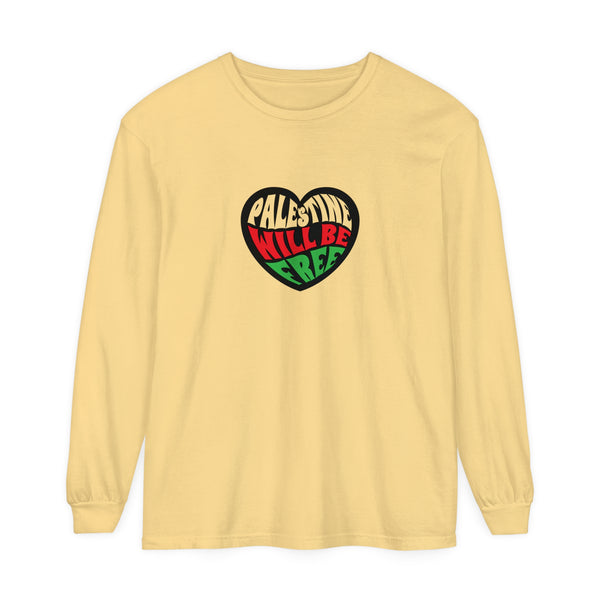 palestine will be free yellow  long sleeve shirt - my comfy clothing