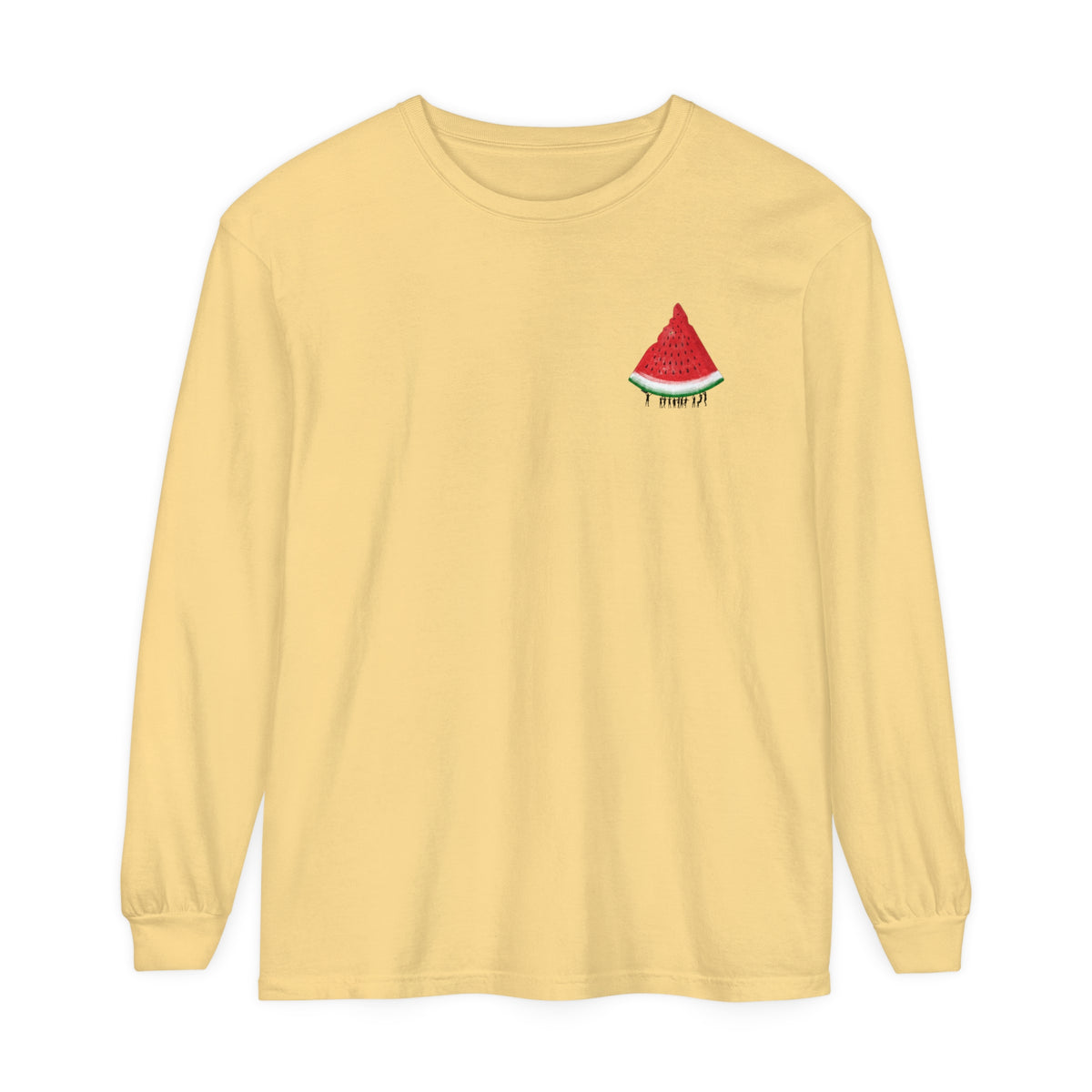 palestine watermelon yellow long sleeve shirt - my comfy clothing