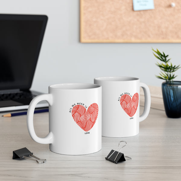 all we need is love white 11oz coffee mug with red heart valentine day heart cup - my comfy clothing