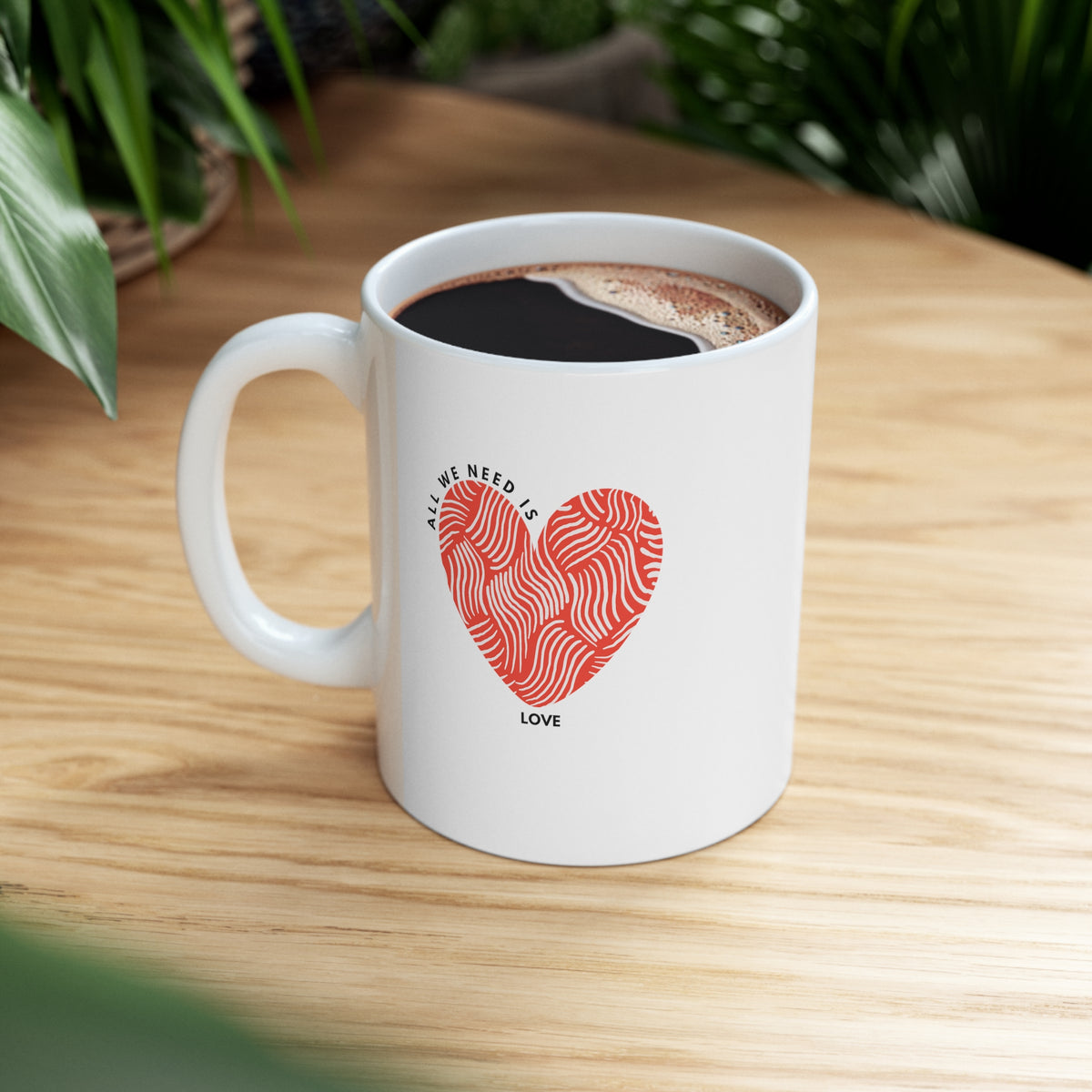 all we need is love white 11oz coffee mug with red heart valentine day heart cup - my comfy clothing