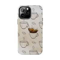 glossy hard iphone case  phone case with splashing espresso from coffee cup - my comfy clothing