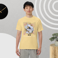 A yellow knit crew neck Vintage Tee with Floral Skull - Flower Bloom Skull graphics Halloween shirt - my comfy clothing