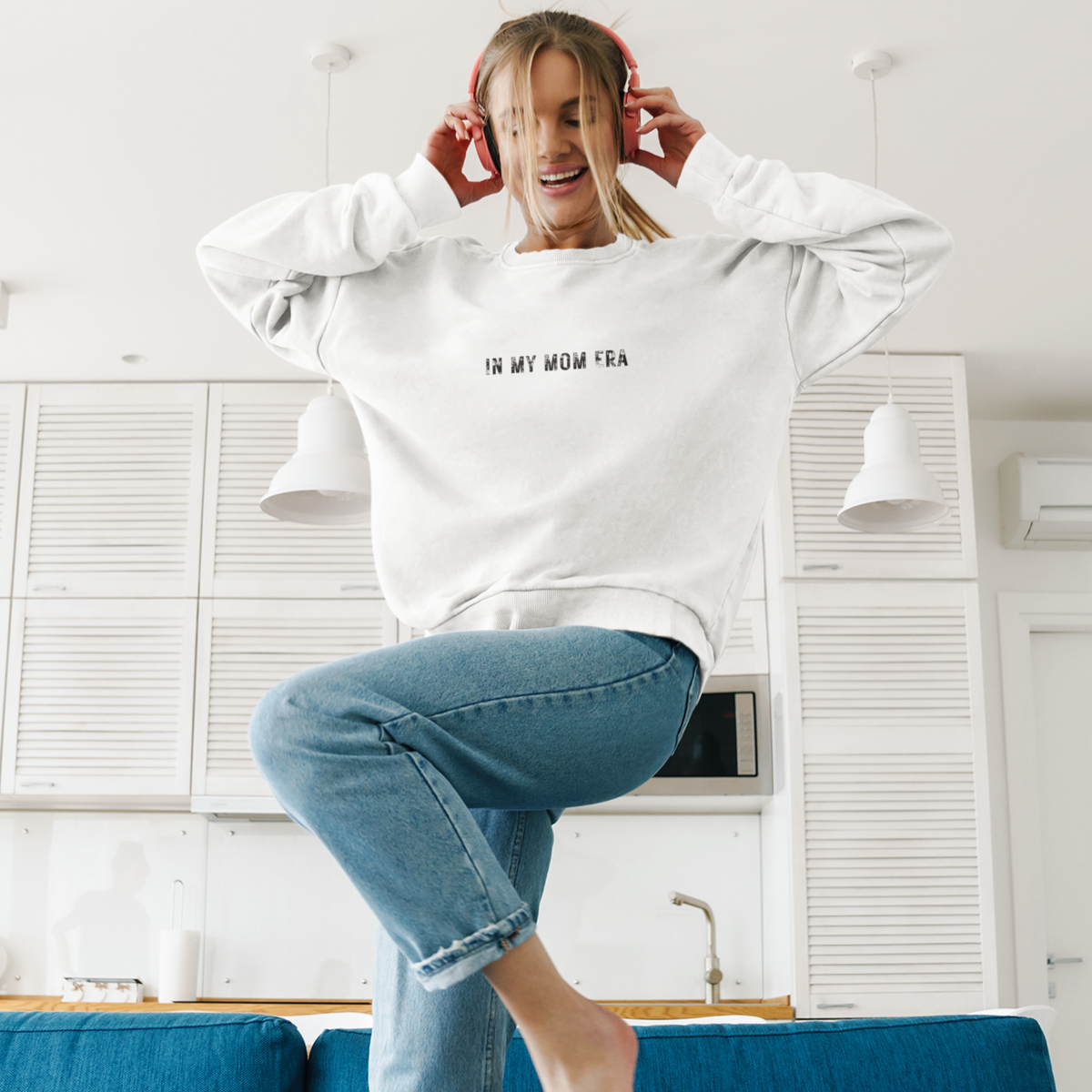 In my mom era vintage white unisex crewneck sweatshirt - my comfy clothing