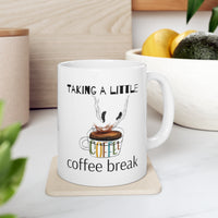 White 11oz coffee mug for coffee lovers taking a little coffee break - my comfy clothing